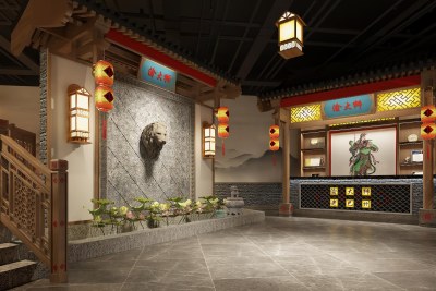 中式火锅店3D模型下载